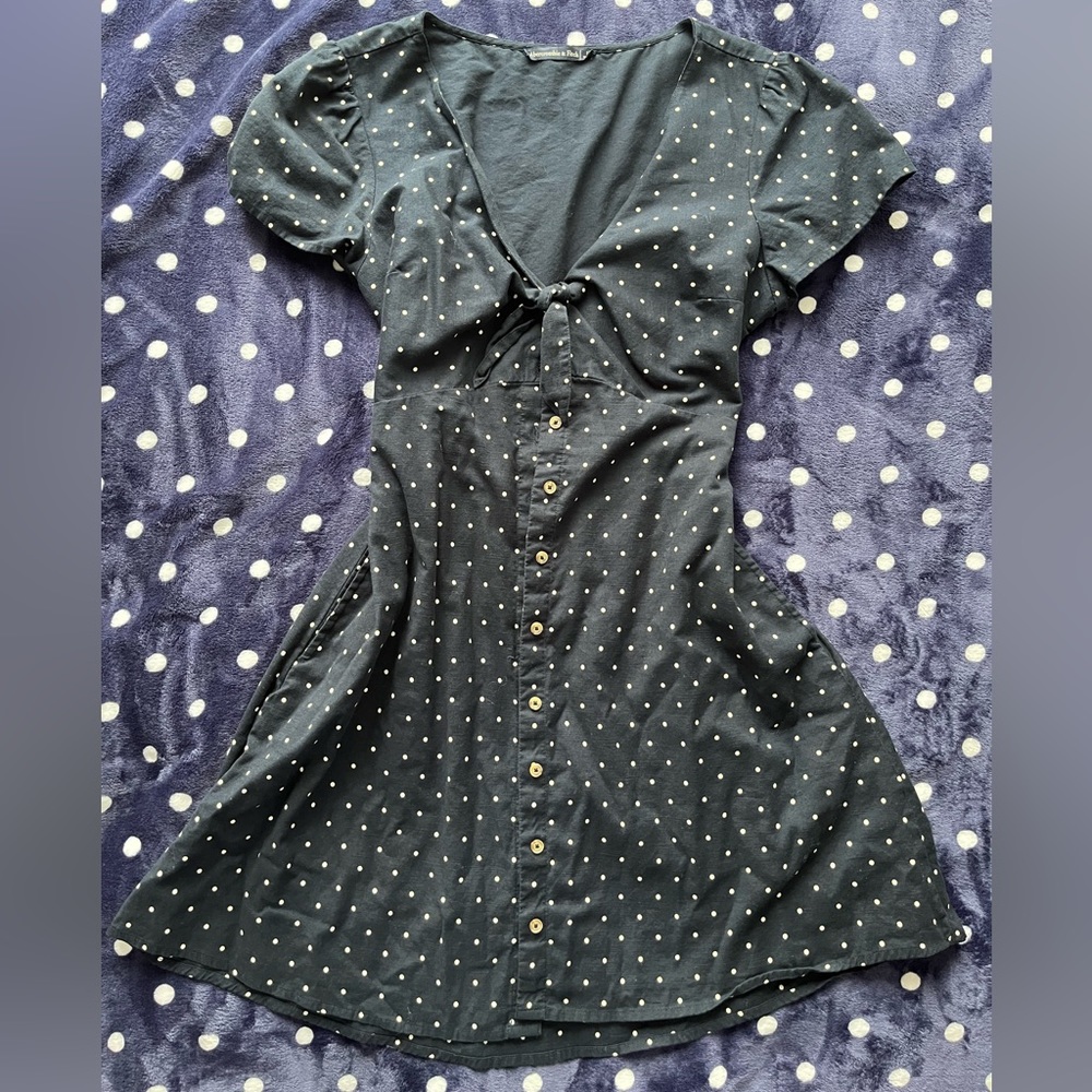 DARK BLUE POLKA DOT DRESS